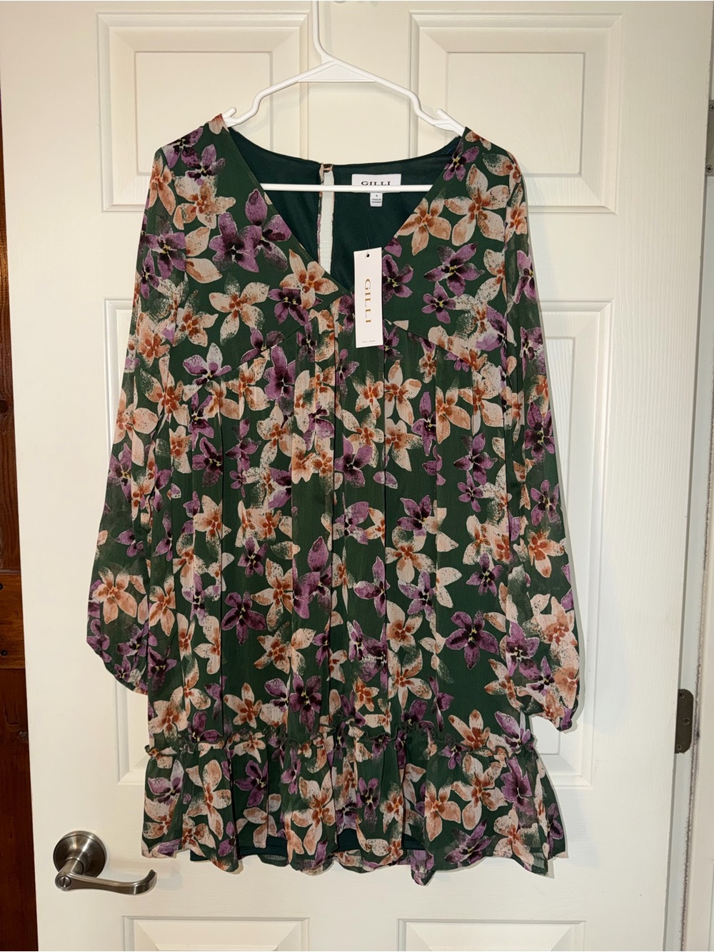 NWT Gilli Floral Chiffon Babydoll Mini Dress - size S